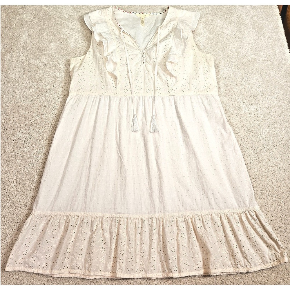Matilda Jane x Joanna Gaines Sweet As Sugar Dress Womens 2XL Ivory Ruffle Eyelet